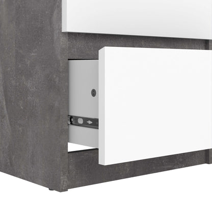 Budapest Concrete Effect and White Wood Narrow Chest 5 Drawers