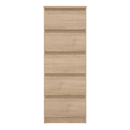 Budapest Natural Oak Effect Wood Narrow Chest 5 Drawers