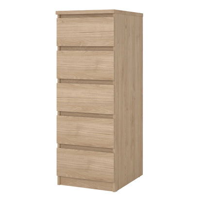 Budapest Natural Oak Effect Wood Narrow Chest 5 Drawers