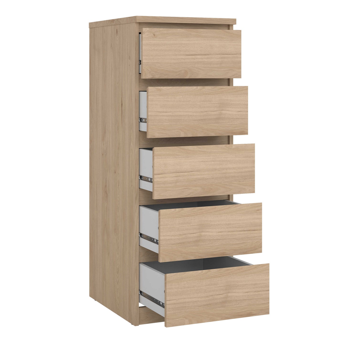 Budapest Natural Oak Effect Wood Narrow Chest 5 Drawers