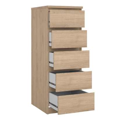 Budapest Natural Oak Effect Wood Narrow Chest 5 Drawers