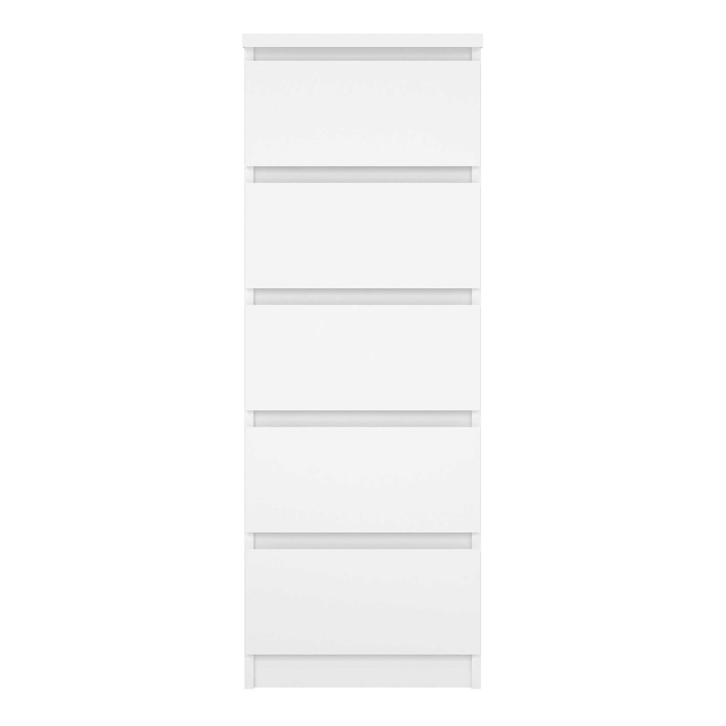 Budapest White Wood Narrow Chest 5 Drawers