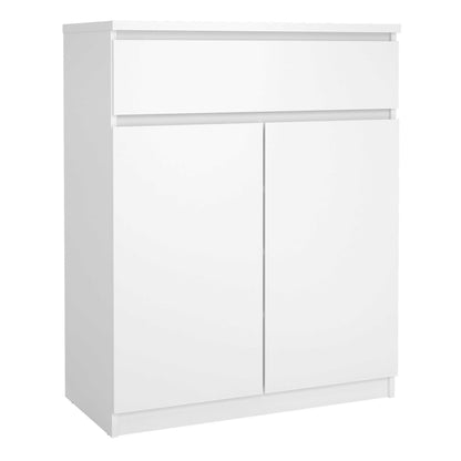 Budapest White Wooden Tall Sideboard 1 Drawer 2 Doors
