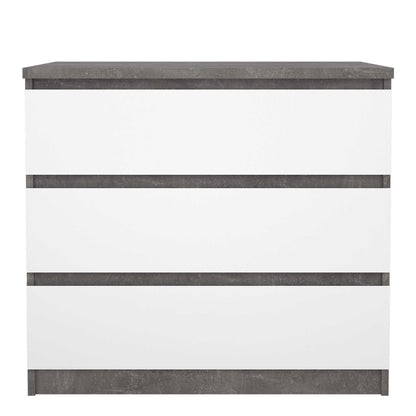 Budapest Concrete Effect and White Wooden Chest 3 Drawers