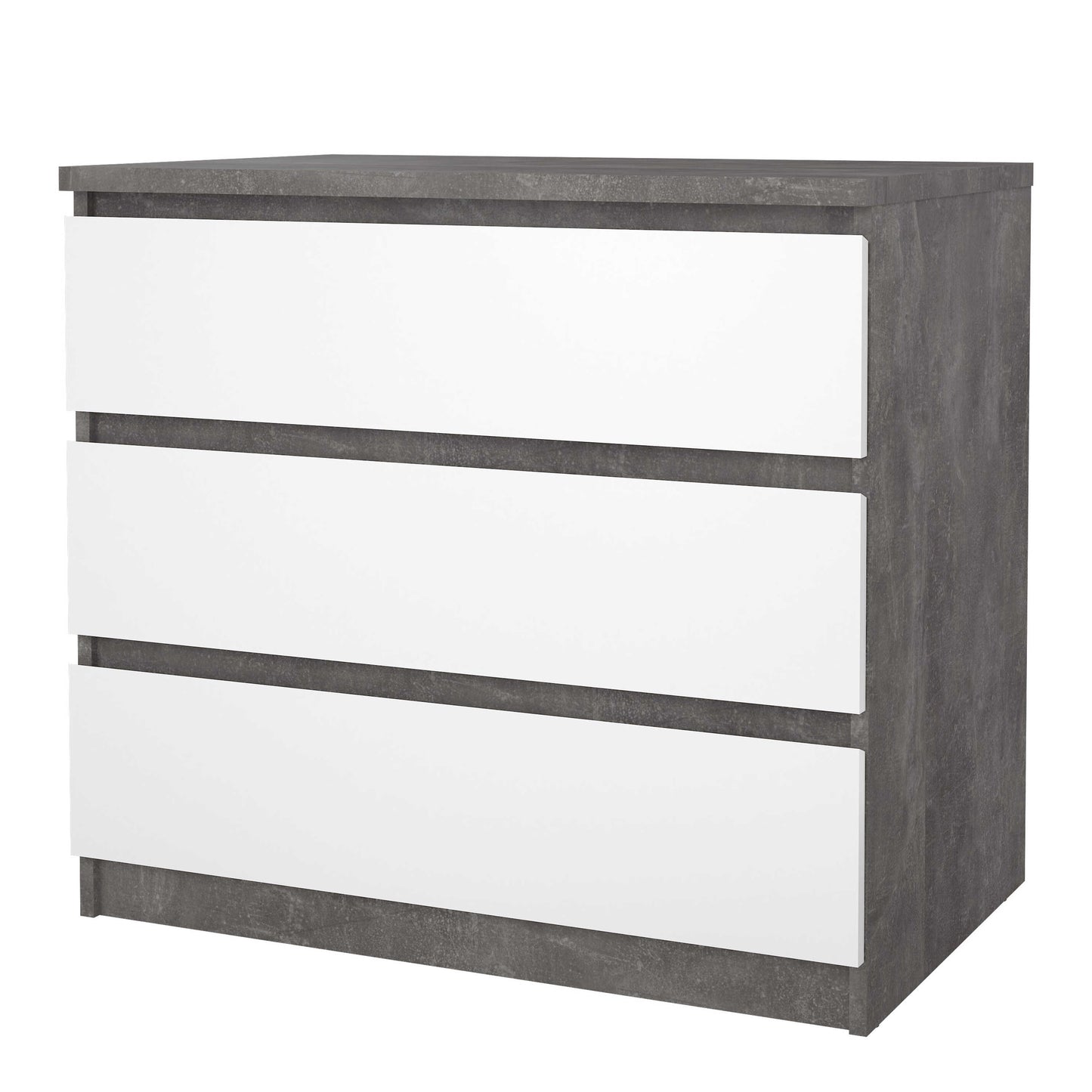 Budapest Concrete Effect and White Wooden Chest 3 Drawers