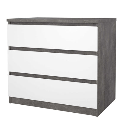 Budapest Concrete Effect and White Wooden Chest 3 Drawers