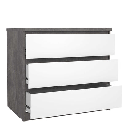 Budapest Concrete Effect and White Wooden Chest 3 Drawers