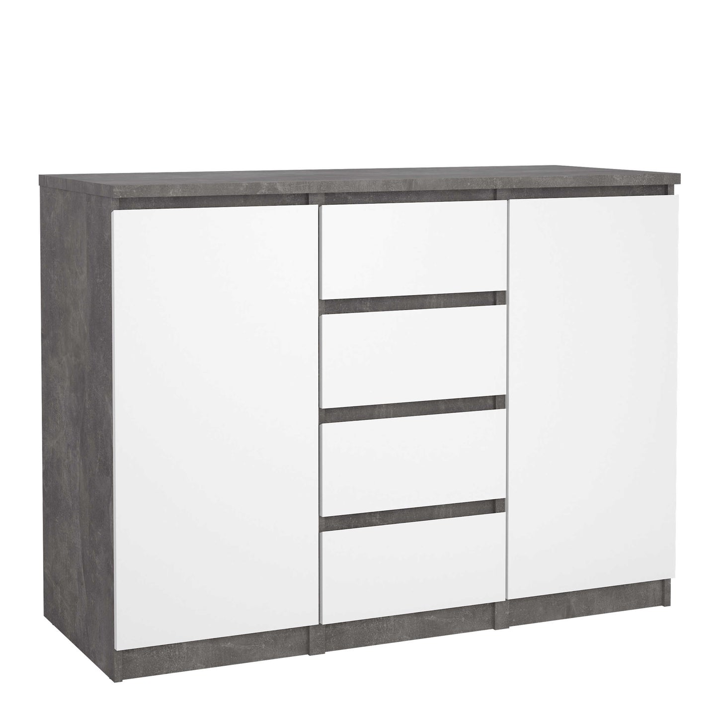 Budapest Concrete Effect and White Wooden Sideboard 4 Drawers 2 Doors