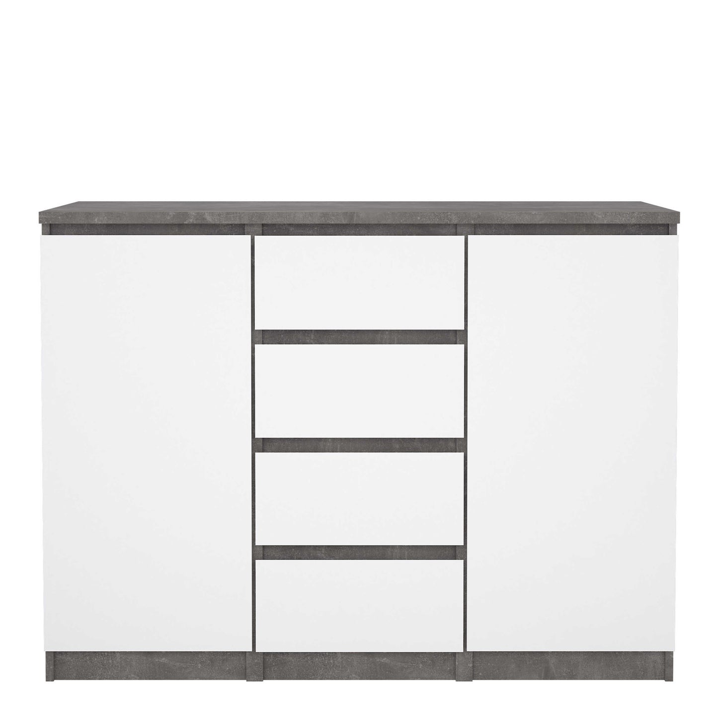 Budapest Concrete Effect and White Wooden Sideboard 4 Drawers 2 Doors