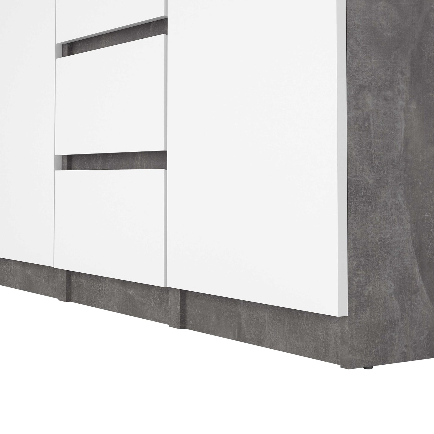Budapest Concrete Effect and White Wooden Sideboard 4 Drawers 2 Doors