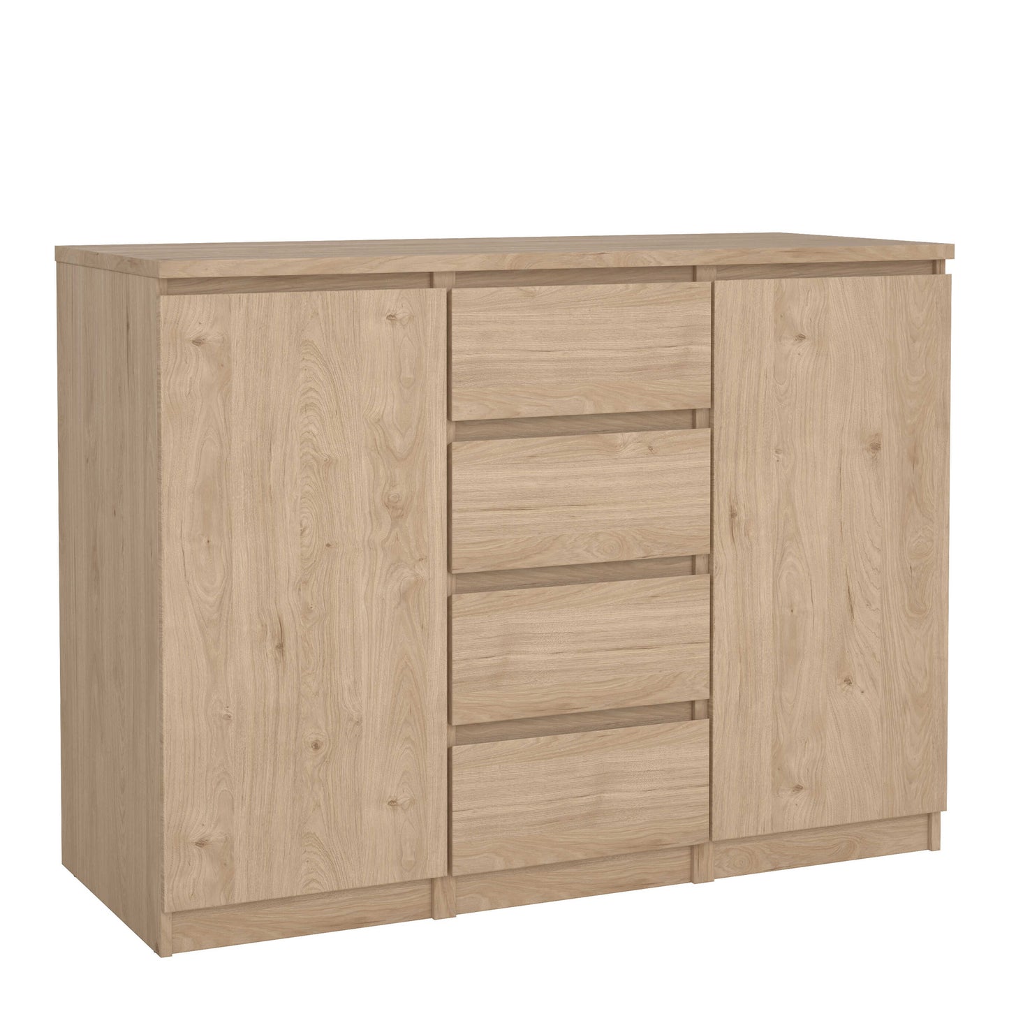 Budapest Natural Oak Effect Wood Sideboard 4 Drawers 2 Doors
