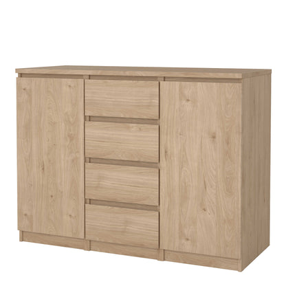 Budapest Natural Oak Effect Wood Sideboard 4 Drawers 2 Doors