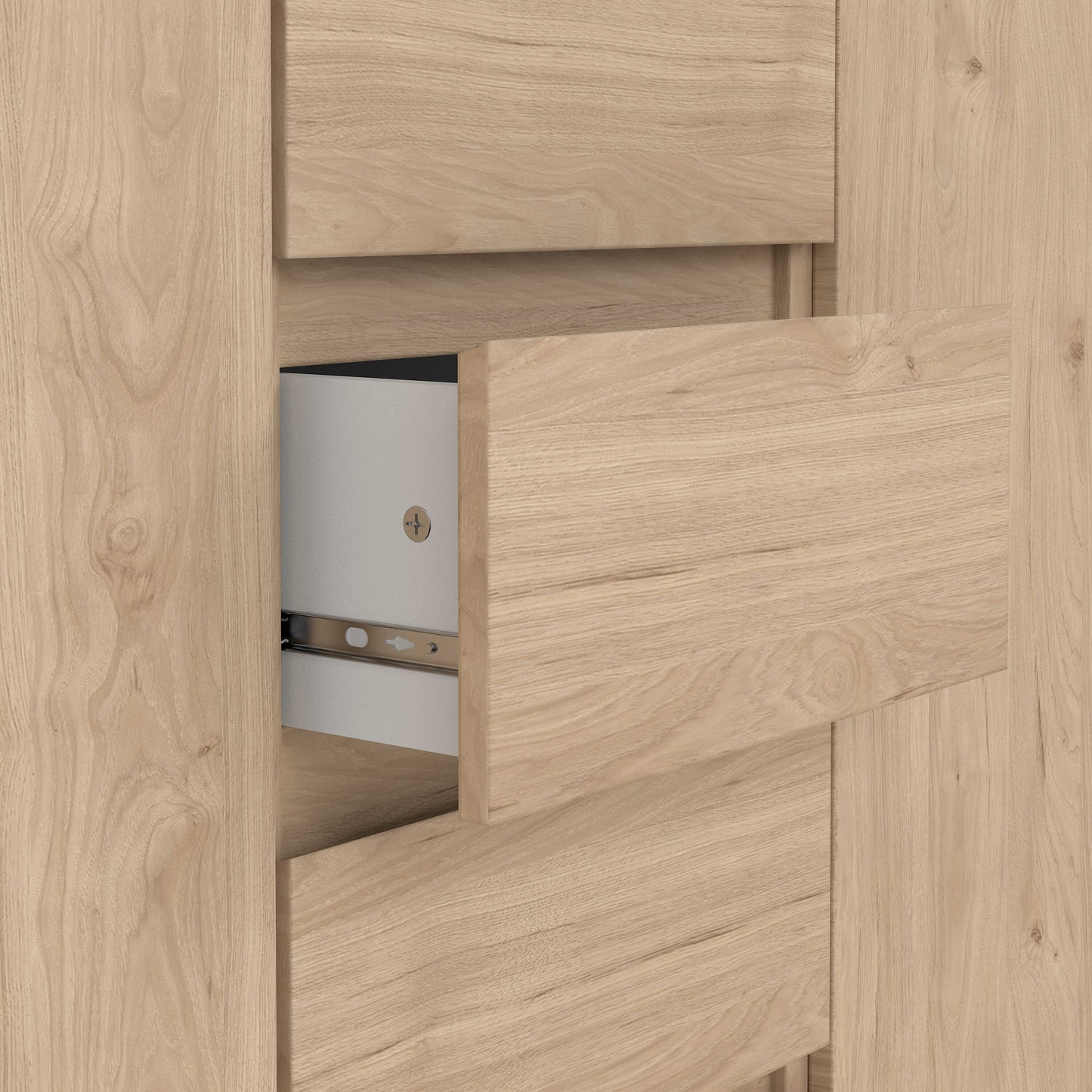 Budapest Natural Oak Effect Wood Sideboard 4 Drawers 2 Doors