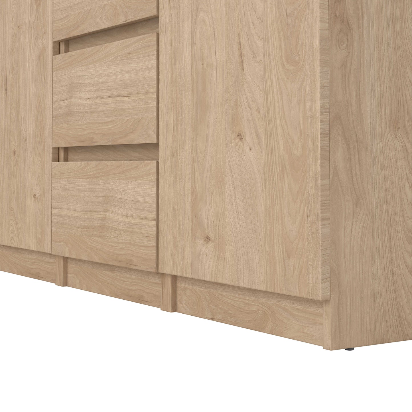 Budapest Natural Oak Effect Wood Sideboard 4 Drawers 2 Doors