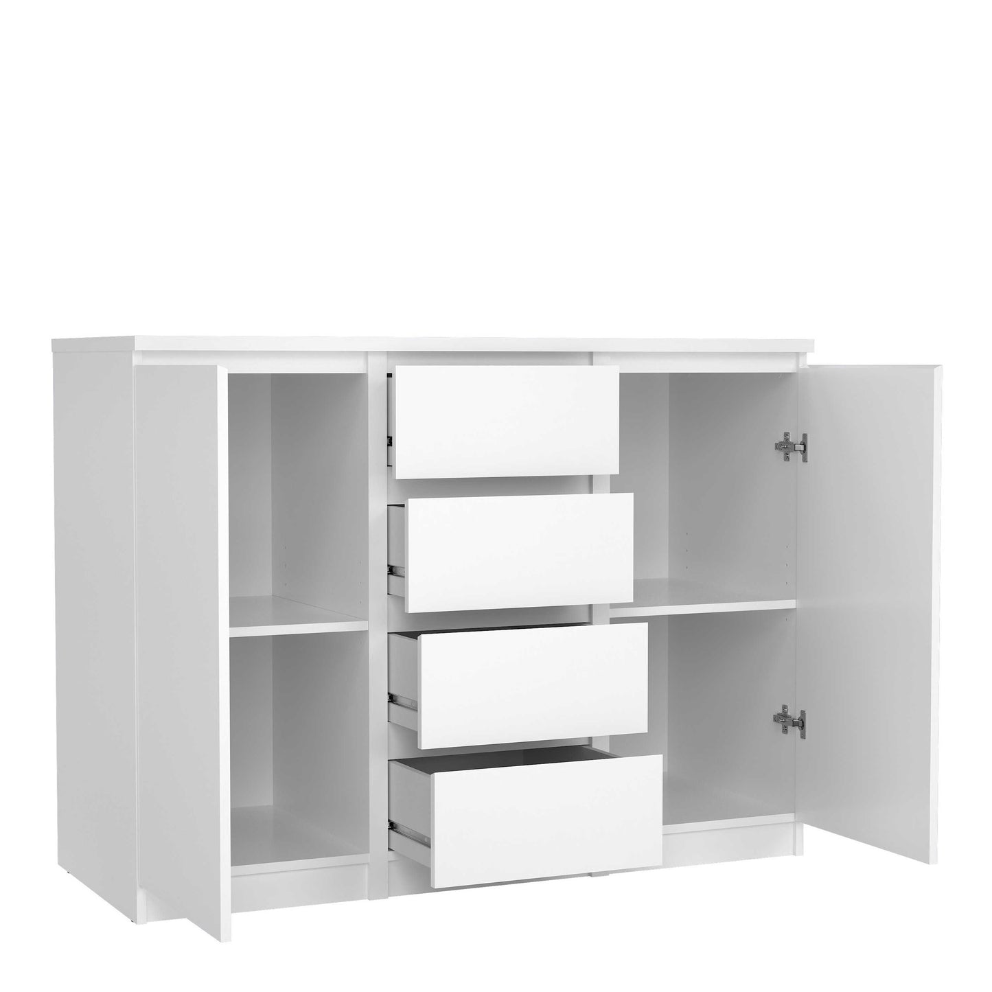 Budapest White Wooden Sideboard 4 Drawers 2 Doors