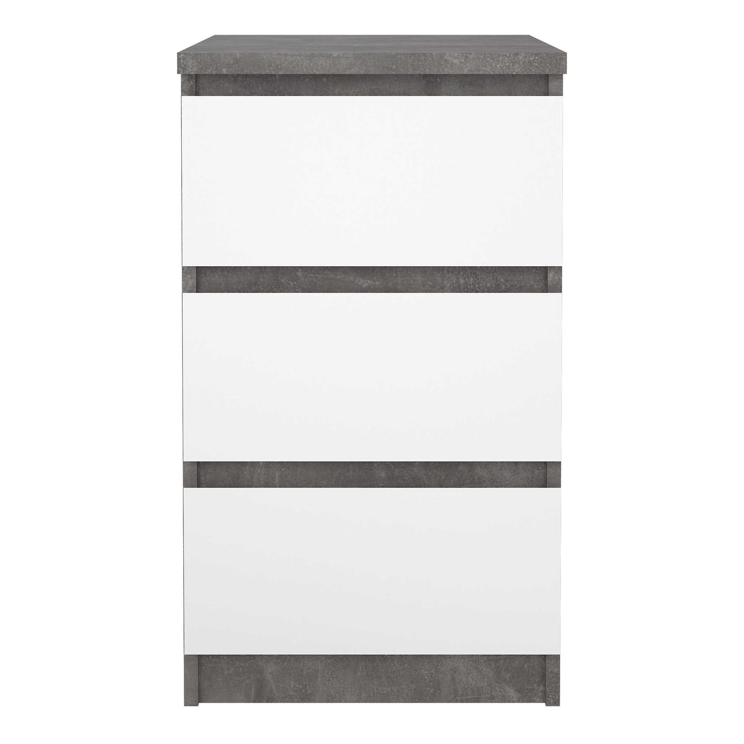 Budapest Concrete Effect and White Wooden Bedside Table 3 Drawers