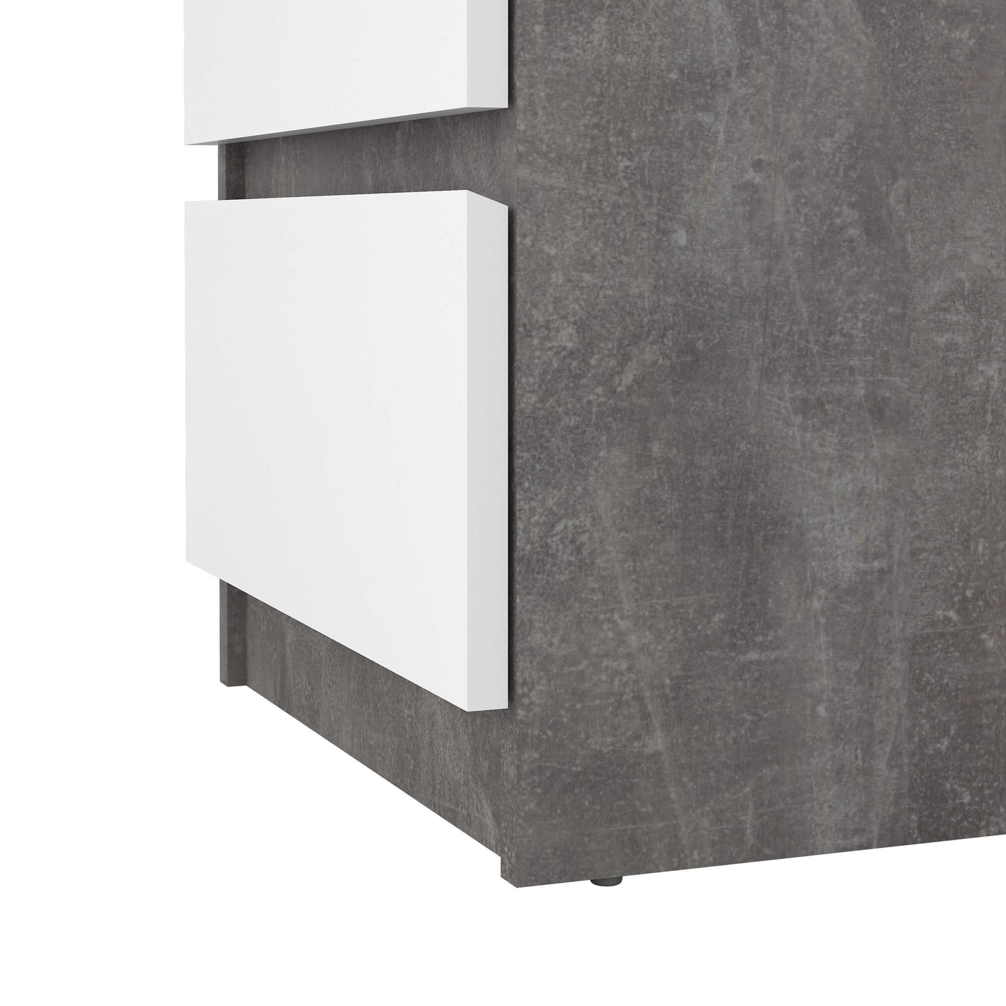 Budapest Concrete Effect and White Wooden Bedside Table 3 Drawers