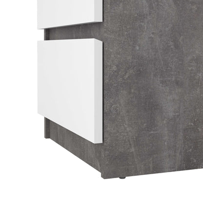Budapest Concrete Effect and White Wooden Bedside Table 3 Drawers