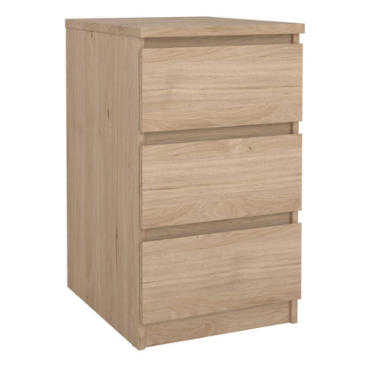 Budapest Natural Oak Effect Wooden Bedside Table 3 Drawers