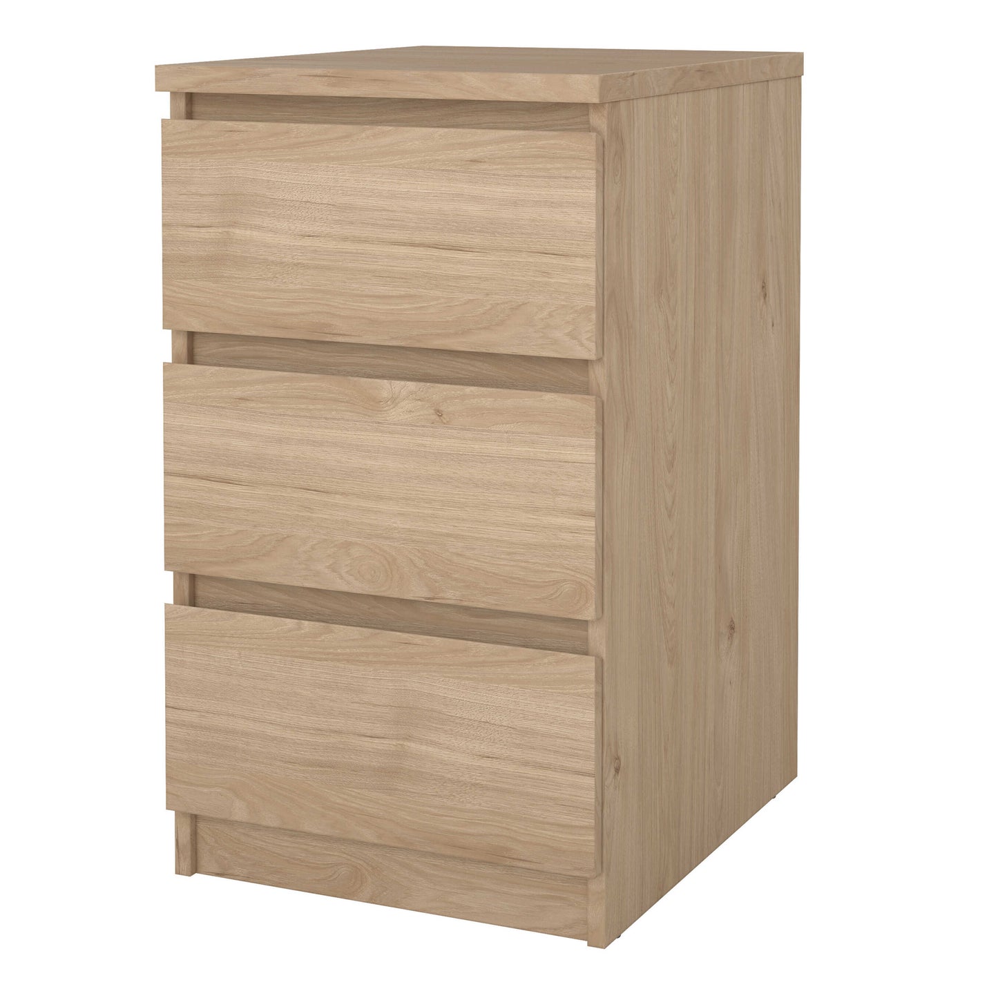 Budapest Natural Oak Effect Wooden Bedside Table 3 Drawers