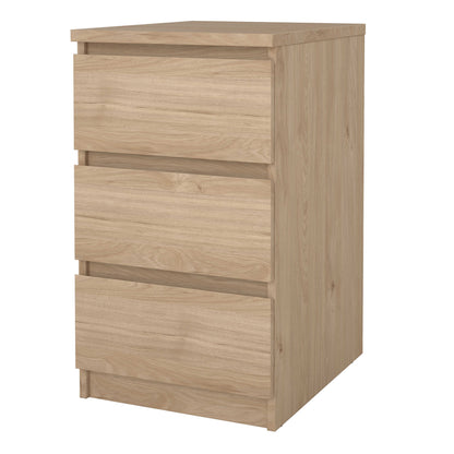 Budapest Natural Oak Effect Wooden Bedside Table 3 Drawers