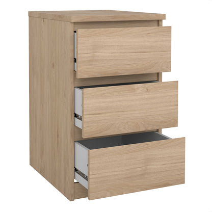 Budapest Natural Oak Effect Wooden Bedside Table 3 Drawers