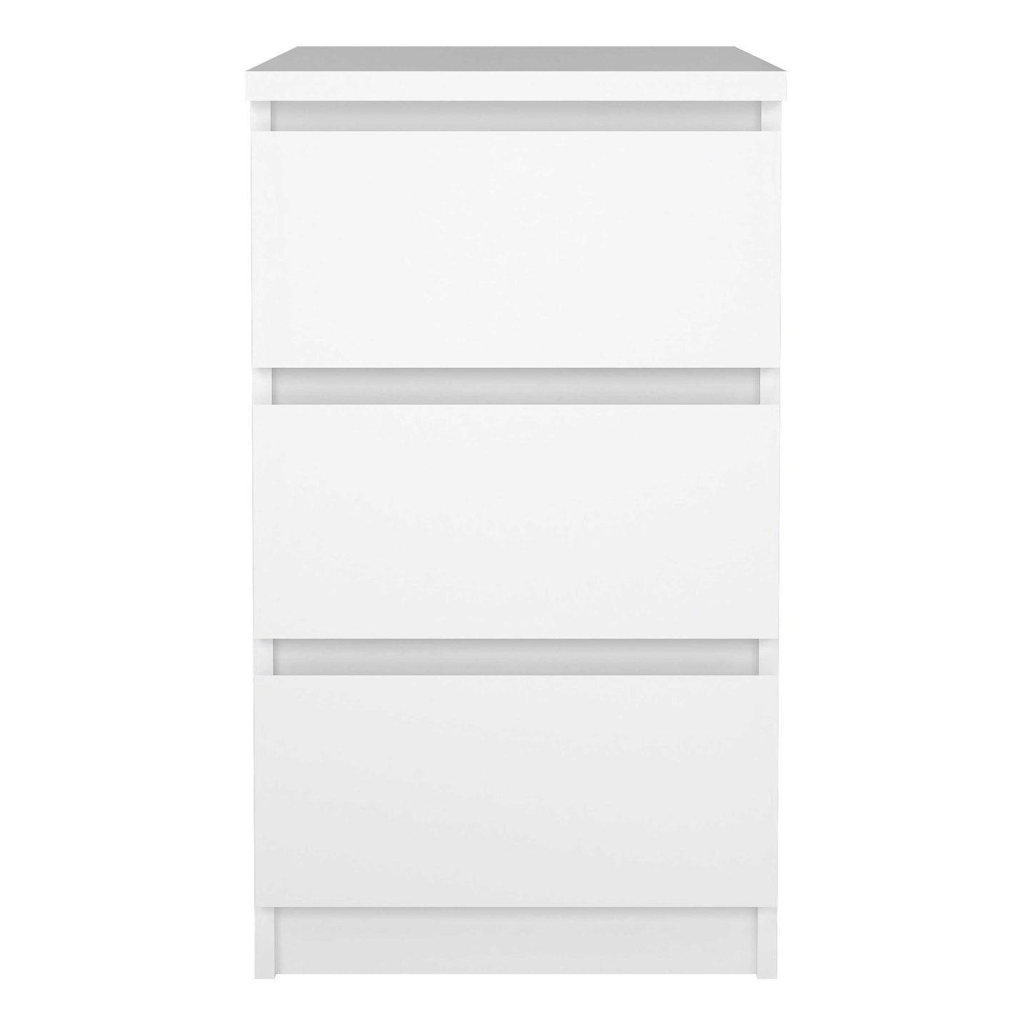 Budapest White Wooden Bedside Table 3 Drawers