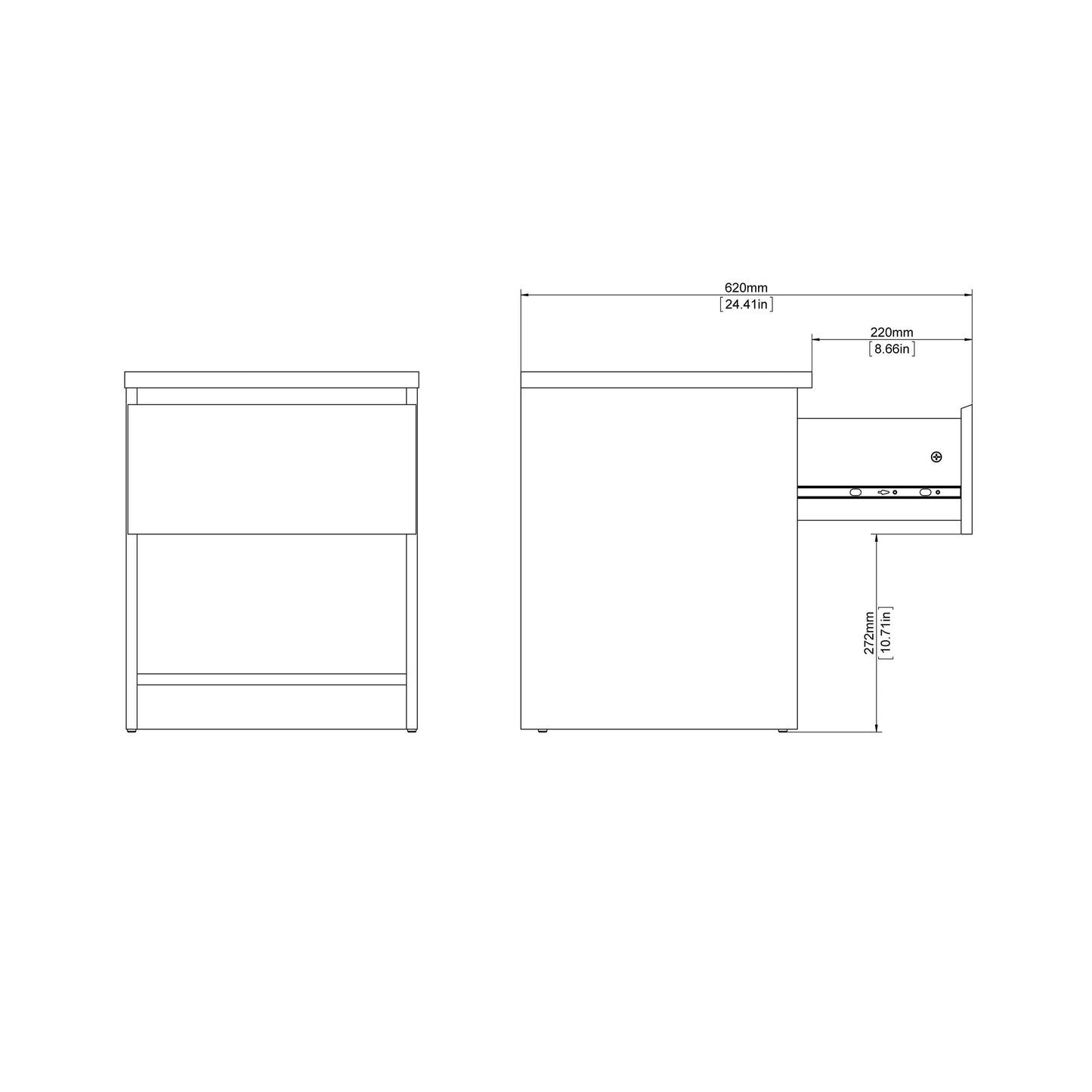 Budapest White Wooden Bedside Table 1 Drawer 1 Shelf