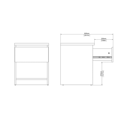 Budapest White Wooden Bedside Table 1 Drawer 1 Shelf