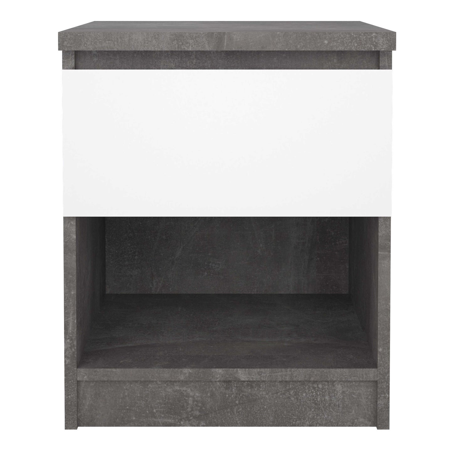 Budapest Concrete Effect and White Wooden Bedside Table 1 Drawer 1 Shelf