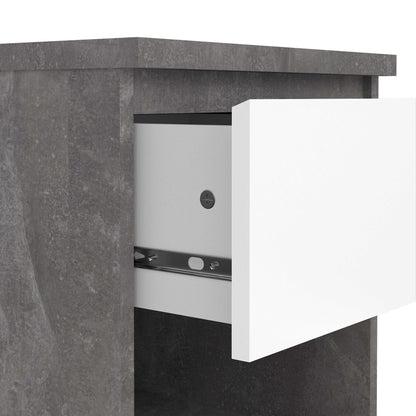 Budapest Concrete Effect and White Wooden Bedside Table 1 Drawer 1 Shelf
