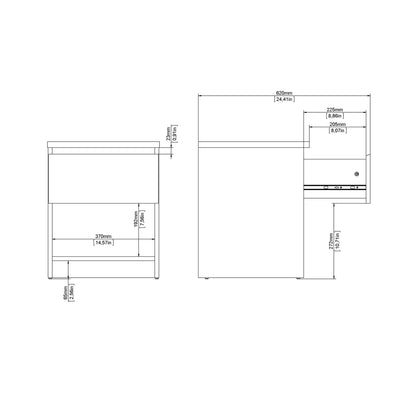 Budapest Concrete Effect and White Wooden Bedside Table 1 Drawer 1 Shelf