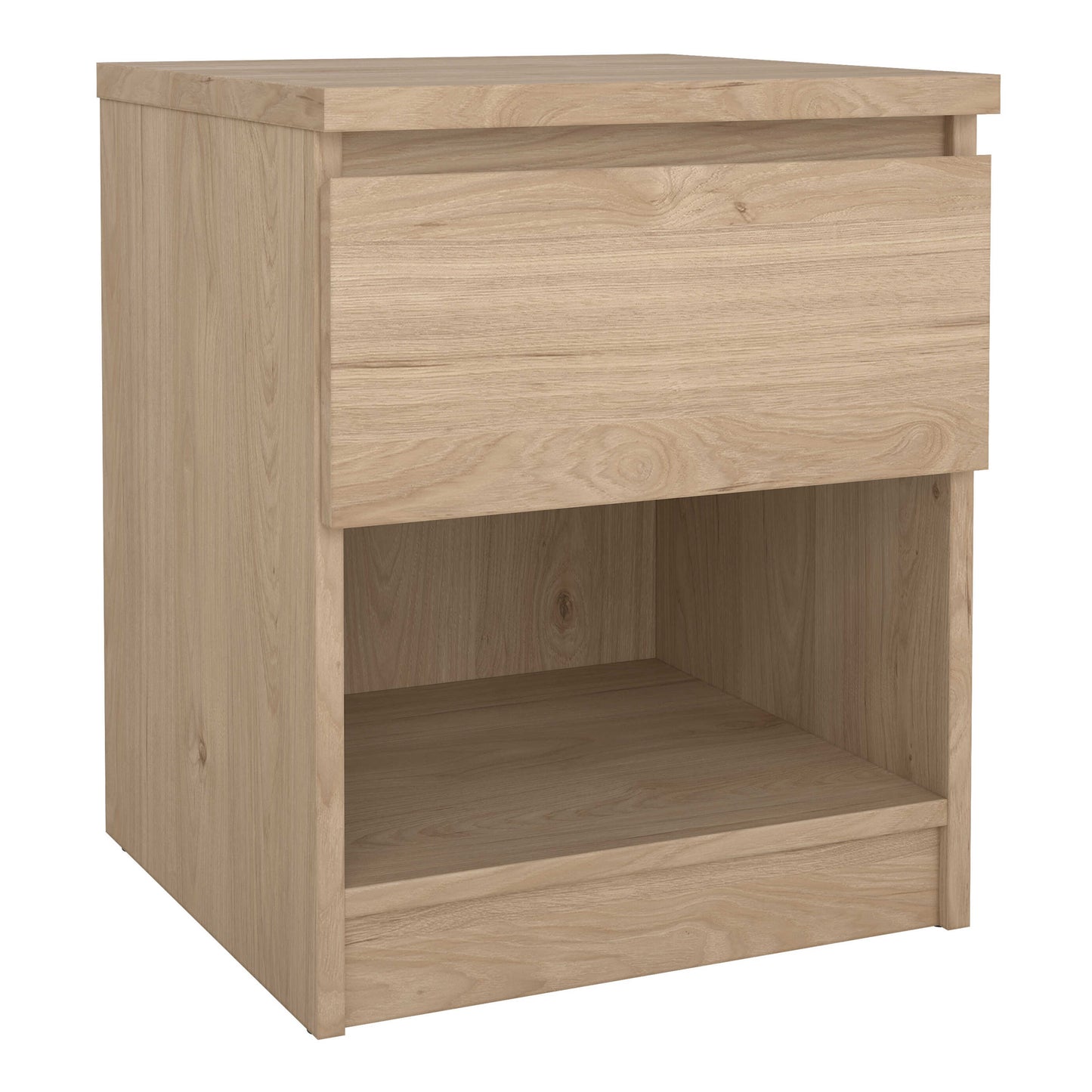 Budapest Natural Oak Effect Wooden Bedside Table 1 Drawer 1 Shelf
