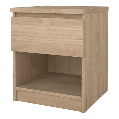 Budapest Natural Oak Effect Wooden Bedside Table 1 Drawer 1 Shelf
