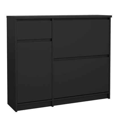 Budapest Matt Black Wooden Shoe Cabinet 3 Doors 1 Drawer