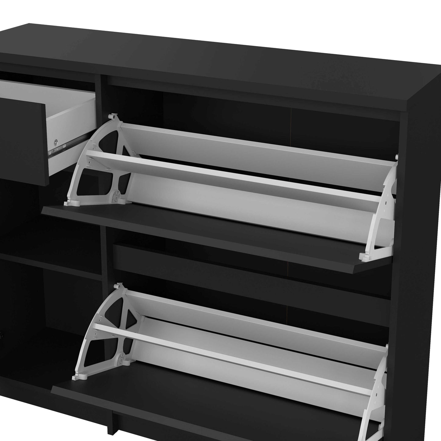 Budapest Matt Black Wooden Shoe Cabinet 3 Doors 1 Drawer