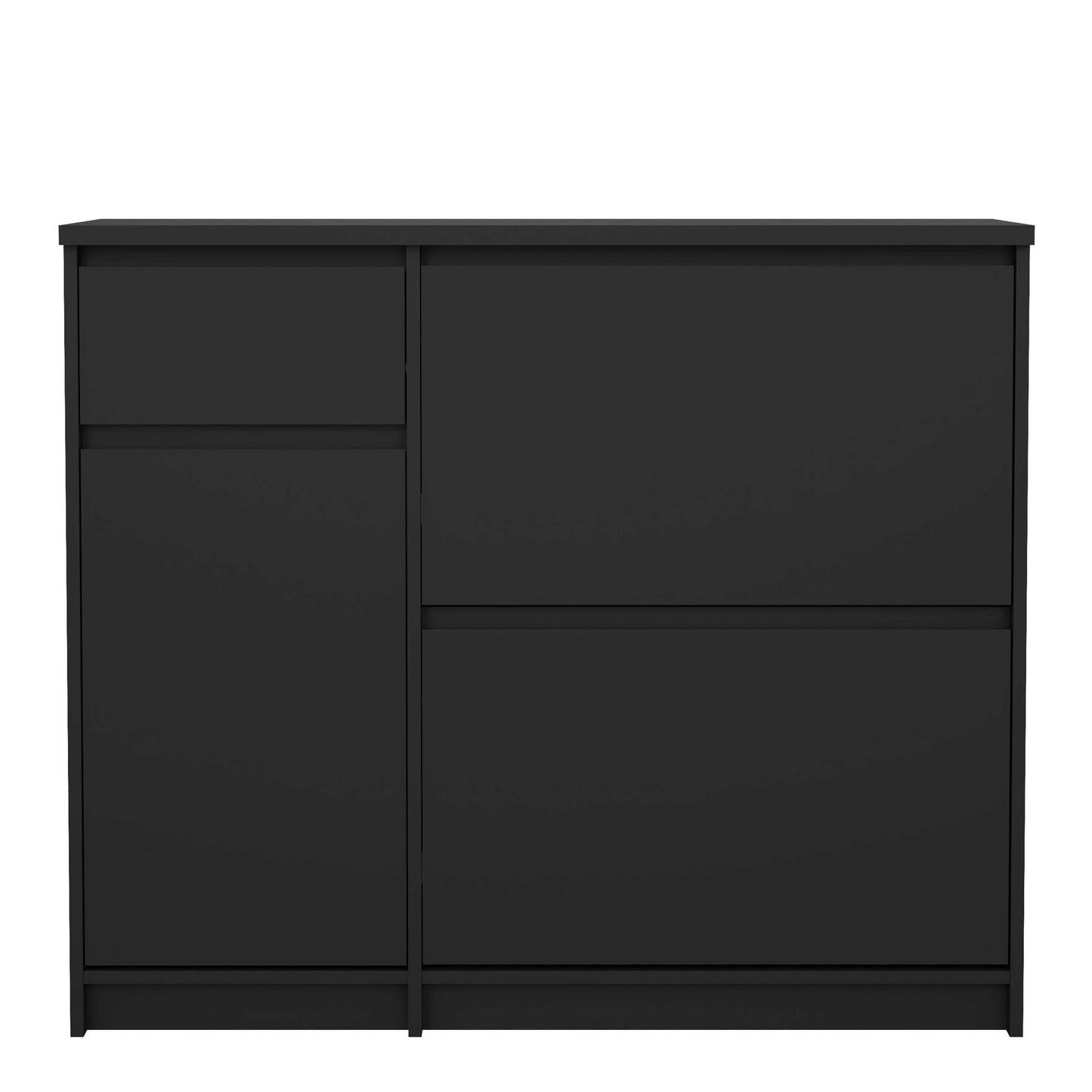 Budapest Matt Black Wooden Shoe Cabinet 3 Doors 1 Drawer