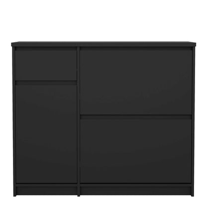 Budapest Matt Black Wooden Shoe Cabinet 3 Doors 1 Drawer