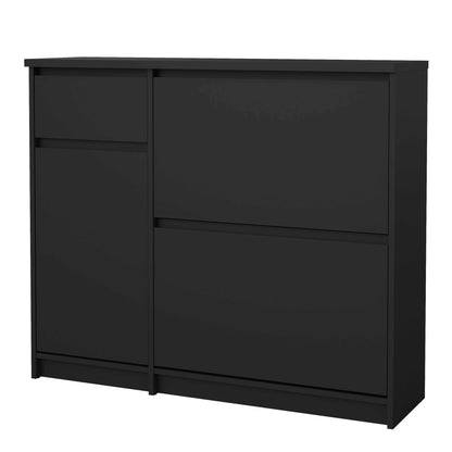 Budapest Matt Black Wooden Shoe Cabinet 3 Doors 1 Drawer
