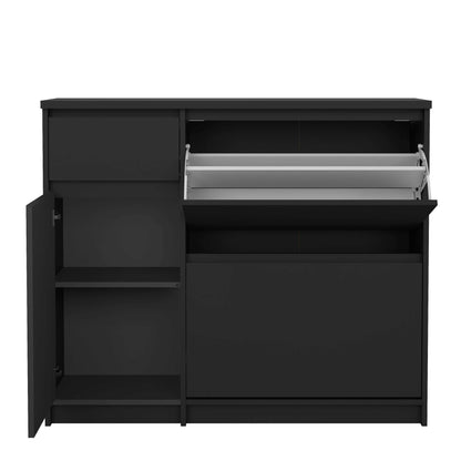 Budapest Matt Black Wooden Shoe Cabinet 3 Doors 1 Drawer