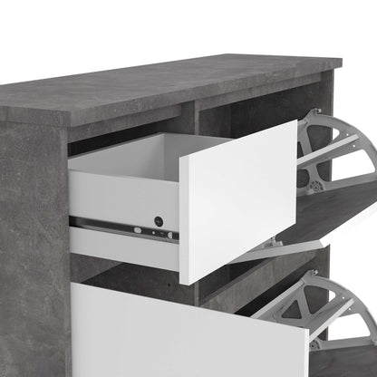 Budapest Concrete Effect and White Wooden Shoe Cabinet 3 Doors 1 Drawer