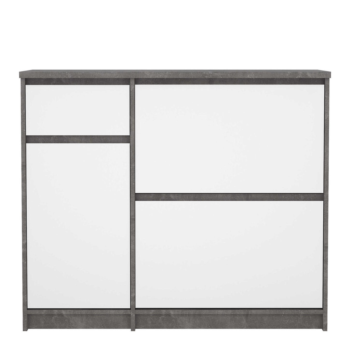 Budapest Concrete Effect and White Wooden Shoe Cabinet 3 Doors 1 Drawer