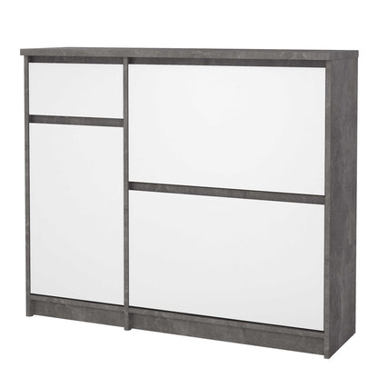 Budapest Concrete Effect and White Wooden Shoe Cabinet 3 Doors 1 Drawer