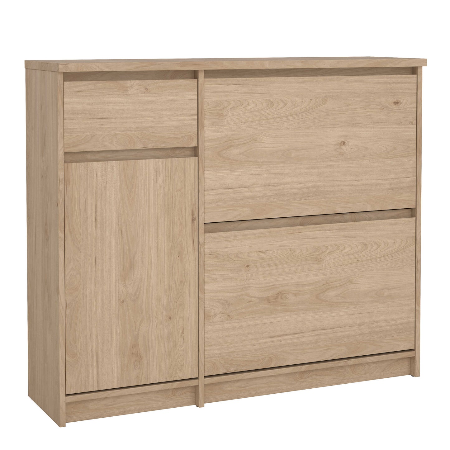 Budapest Natural Oak Effect Wood Shoe Cabinet 3 Doors 1 Drawer