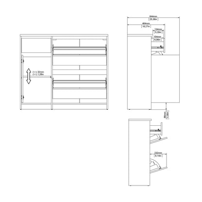 Budapest Natural Oak Effect Wood Shoe Cabinet 3 Doors 1 Drawer