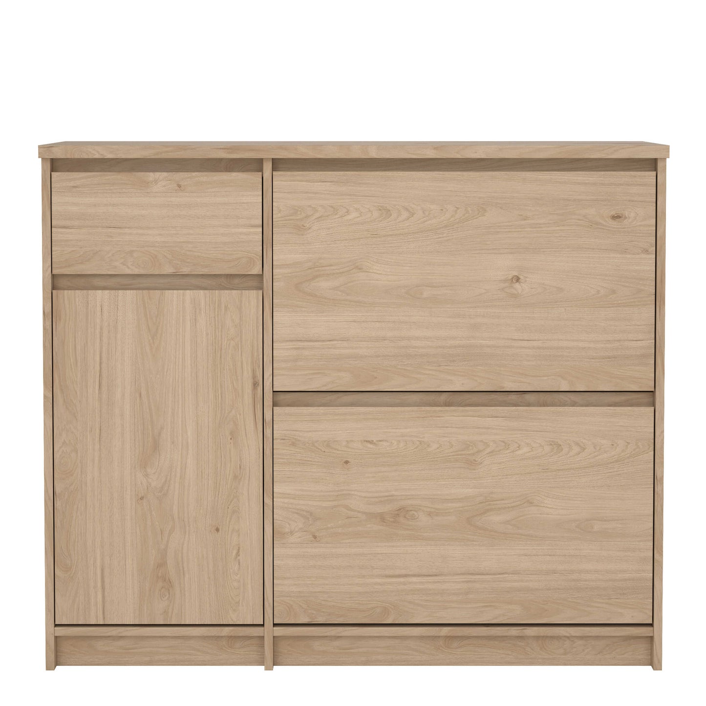 Budapest Natural Oak Effect Wood Shoe Cabinet 3 Doors 1 Drawer
