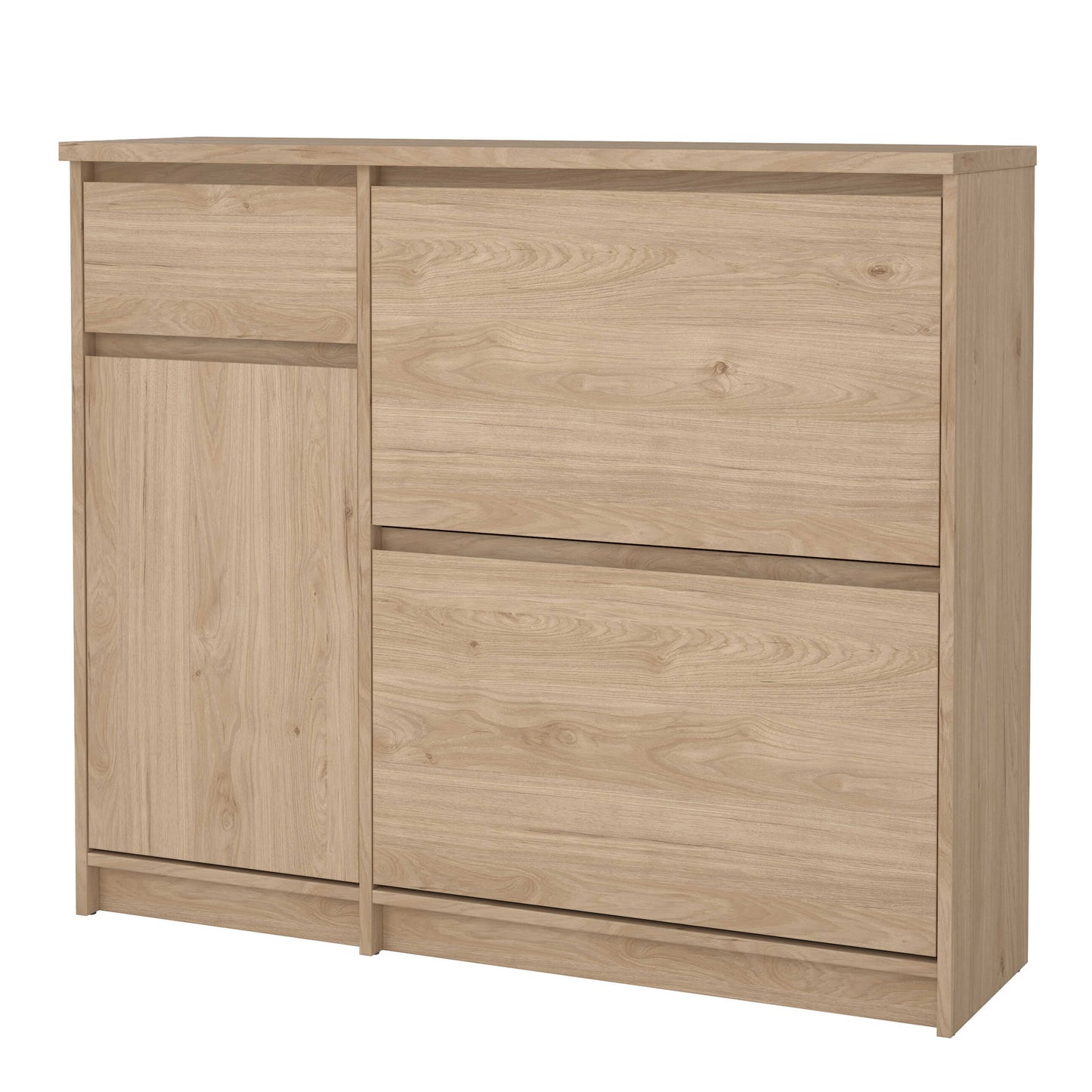 Budapest Natural Oak Effect Wood Shoe Cabinet 3 Doors 1 Drawer