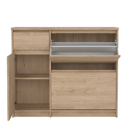 Budapest Natural Oak Effect Wood Shoe Cabinet 3 Doors 1 Drawer