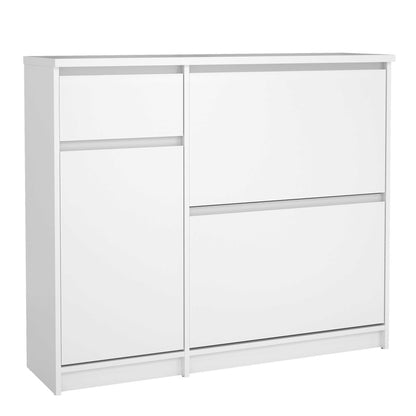 Budapest White Wooden Shoe Cabinet 3 Doors 1 Drawer