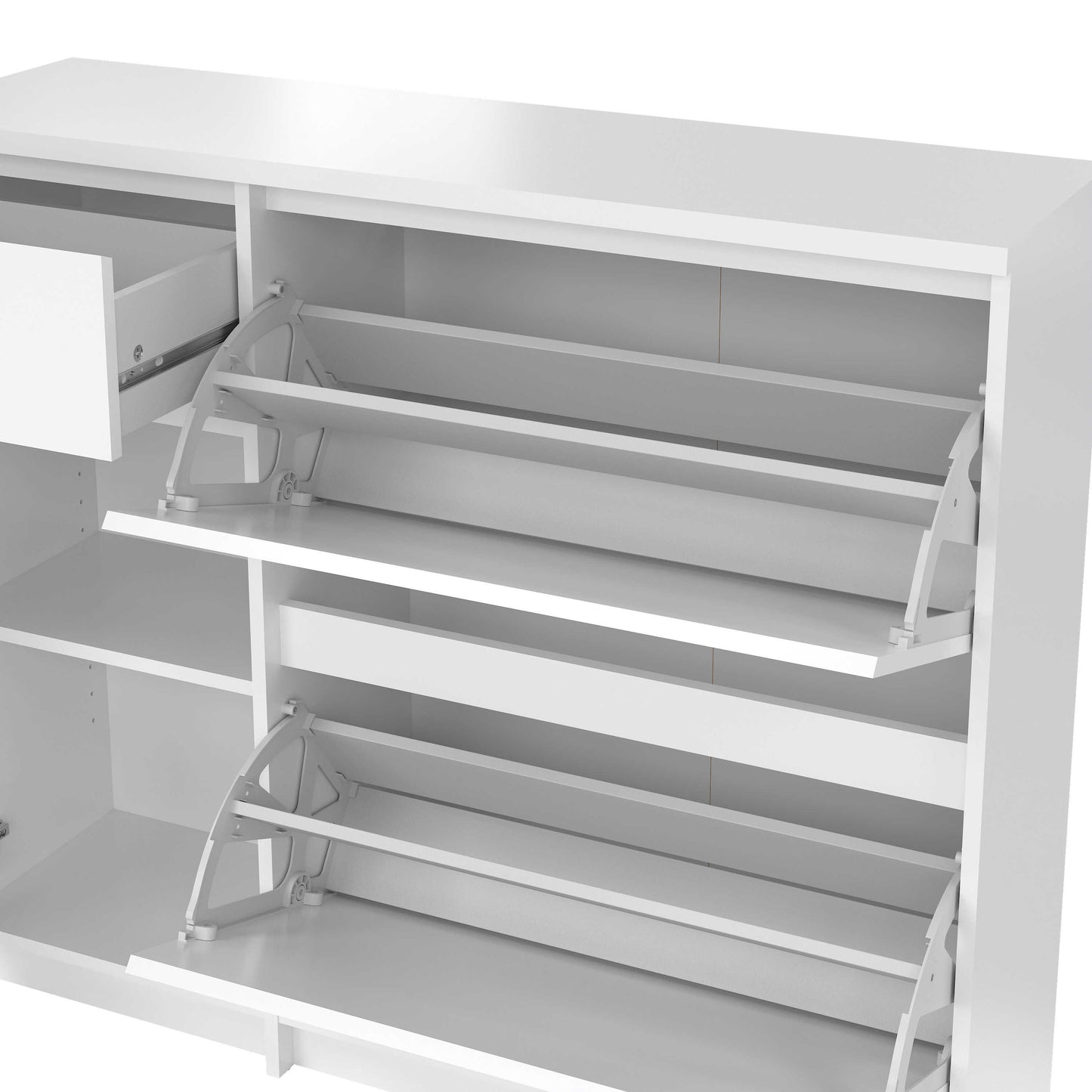 Budapest White Wooden Shoe Cabinet 3 Doors 1 Drawer